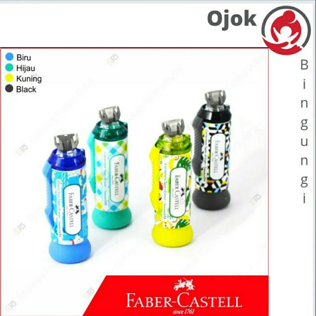 

Correction Tape Faber Castell 2 in 1 With Eraser + Refill - QDR F1695 - Biru