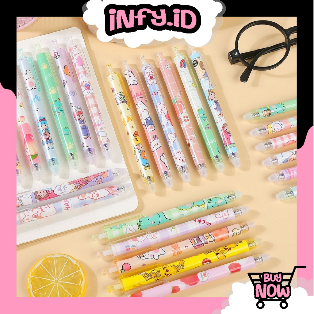 

INFY - Pulpen Gel Mekanik Lucu Karakter / Set Pulpen Gel 6 Pcs / Ballpoint Mekanik Pulpen Set Isi 6 PCS / Pulpen Gel Lucu S110