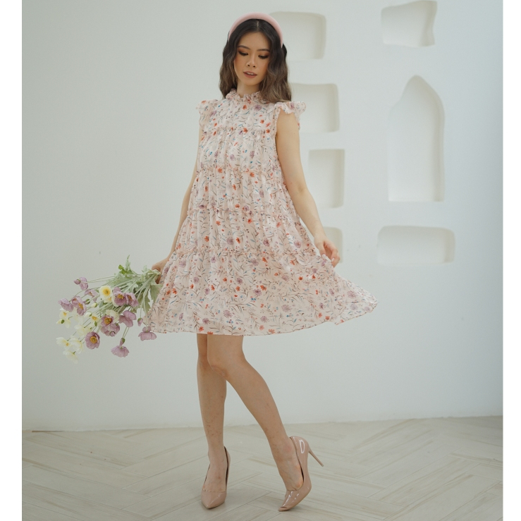 ODELIA DRESS - Mini Dress | Chiffon Dress | Ruffle Dress