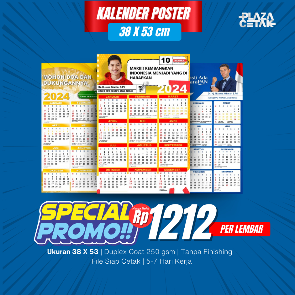 

Cetak Kalender Caleg 38X53 cm (TEBAL)