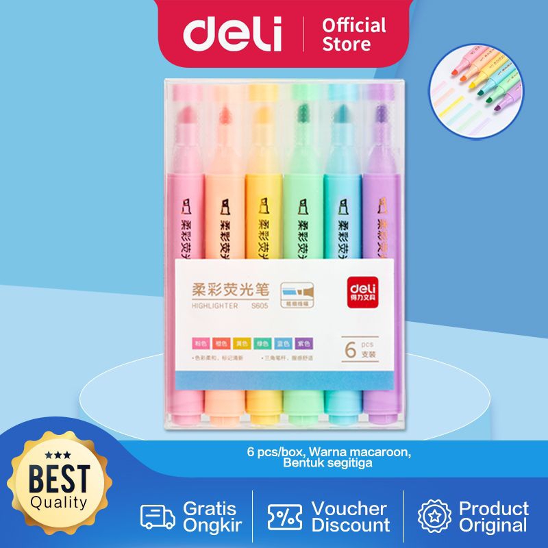 

DELI ECSET 6 HIGHLIGHTER SOFT COLOR S605