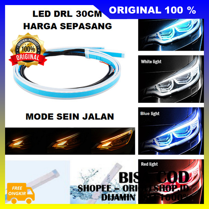 Lampu Alis DRL Lampu Running Lampu LED Alis Tempel DRL Mobil Motor 30 CM Sein Running Grade A+ 100% 