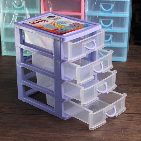 Mini Kontainer KENZO S/4 | Laci mini susun 4 | Rak Penyimpanan Serbaguna susun mini