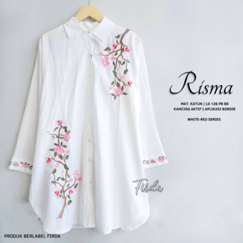 Risma Tunik Wanita Muslimah Jumbo XXXL Motif Bordir Bunga