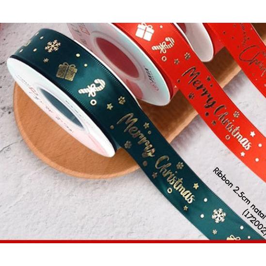 

Pita Satin Kado Natal Merry Chrsitmas Hijau Parcel Hiasan Ribbon 2.5cm HIJAU per 2meter