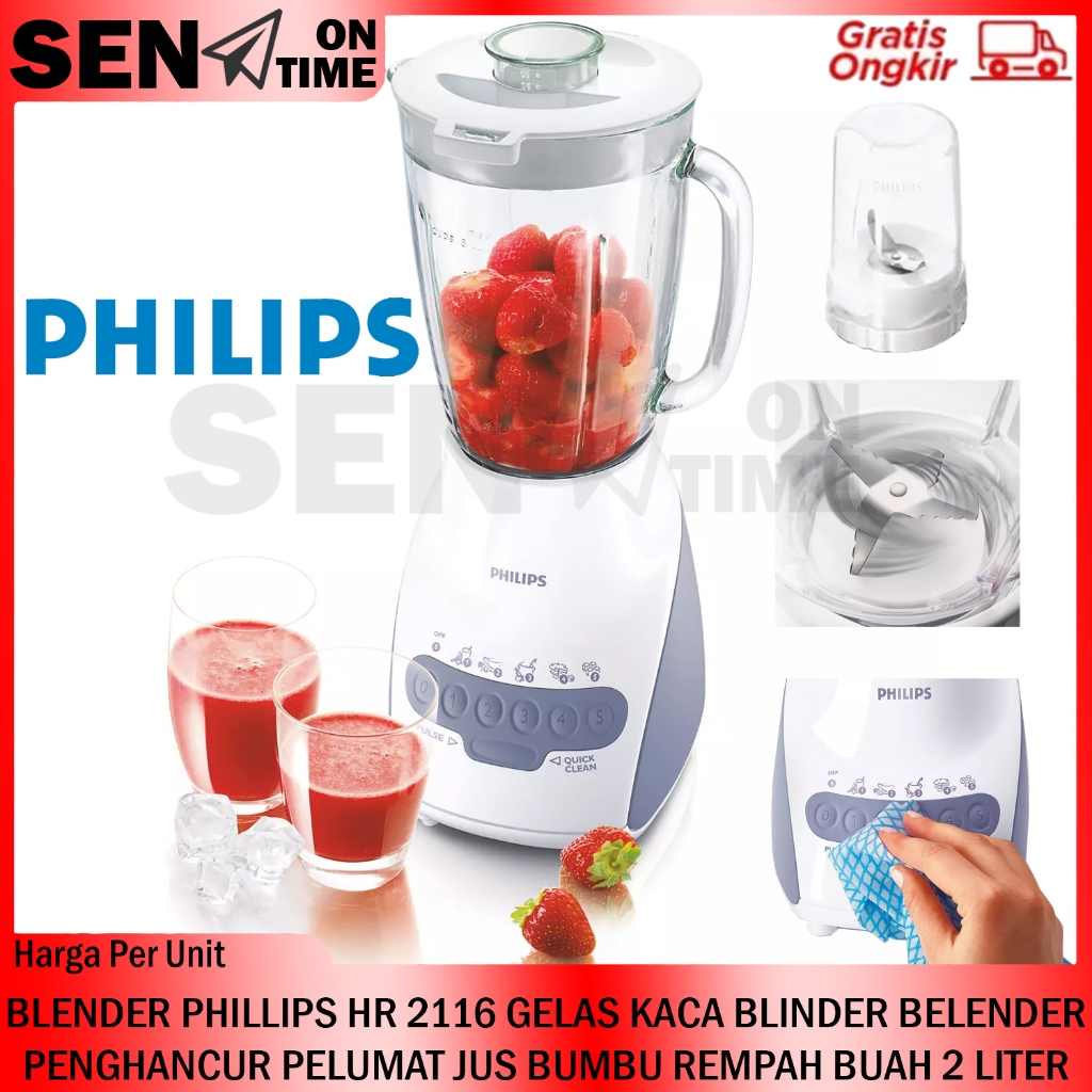 Philips Blender 2 In 1 Hr 2116 Hr2116 2 Liter Pencampur Pelumat Penggiling Kaca 350 Watt Philip Phil