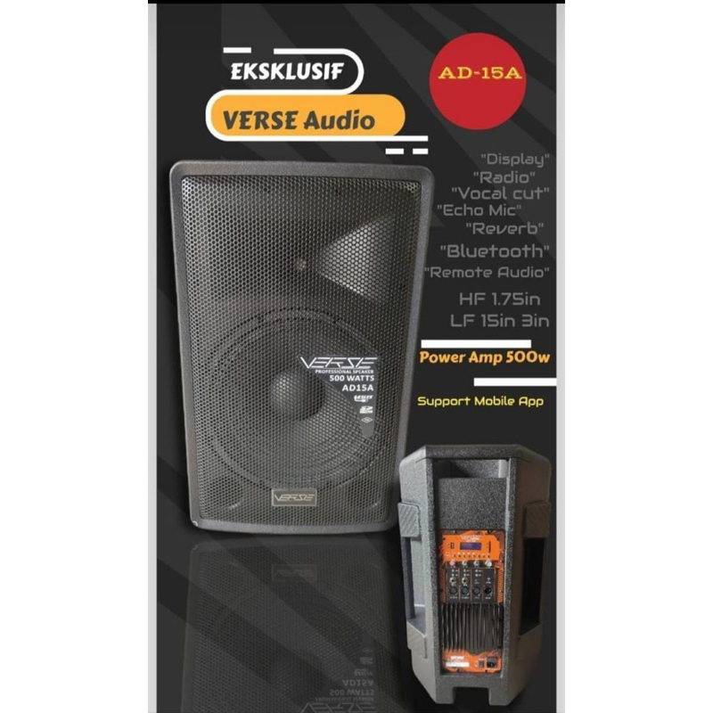 VERSE SPEAKER AKTIF VERSE AD 15 A VERSE AD 15A ORIGINAL VERSE SPEAKER Aktif 15 INCH 500 WATT BLUETOO