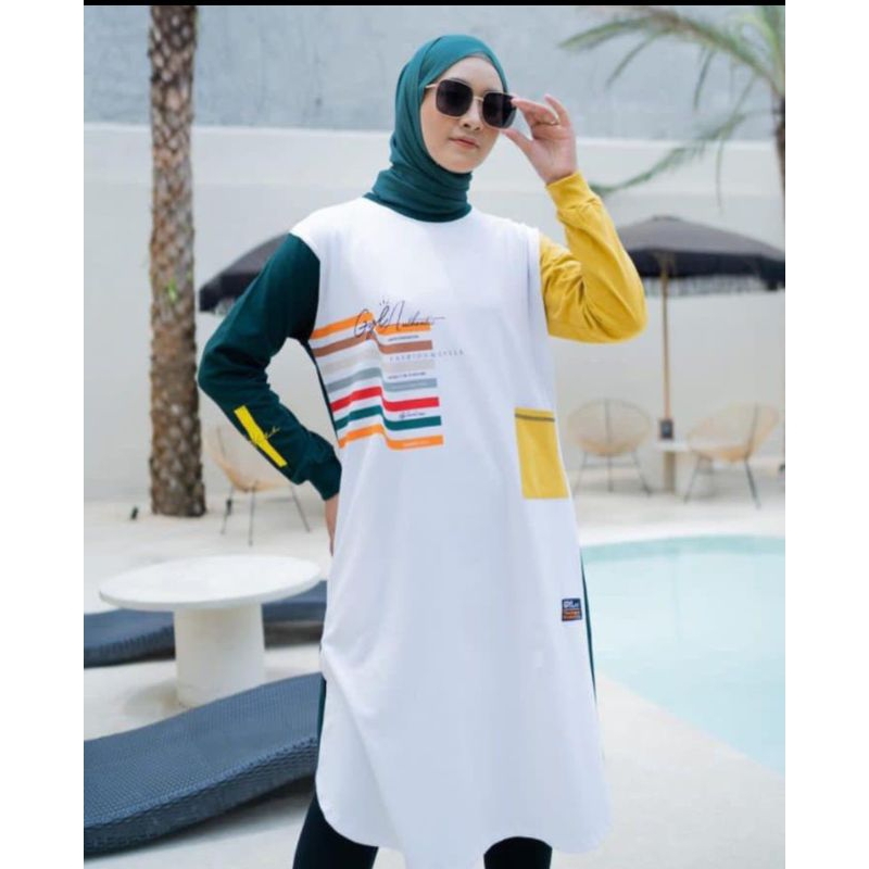 Long tunik kaos gyl original dress combad wanita kekinian korean style