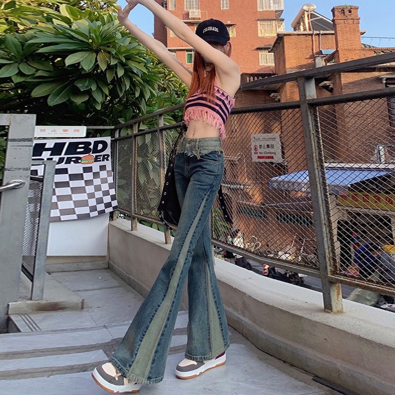 DARLA - Lewis Jeans Cutbray Long Retro Jeans Two Tone Y2K J2038