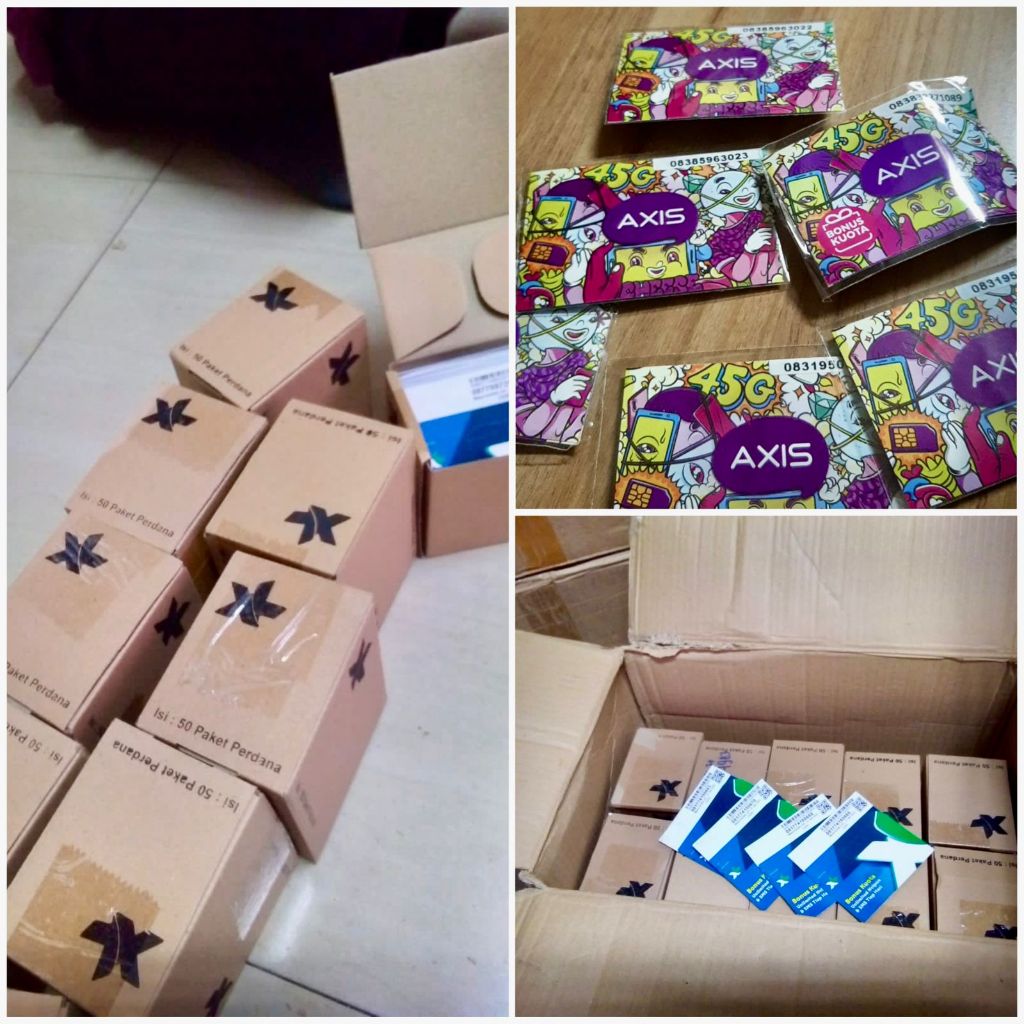 Simcard Kartu Perdana XL Axis baru dan segel ( isi 1 box/50 pcs )