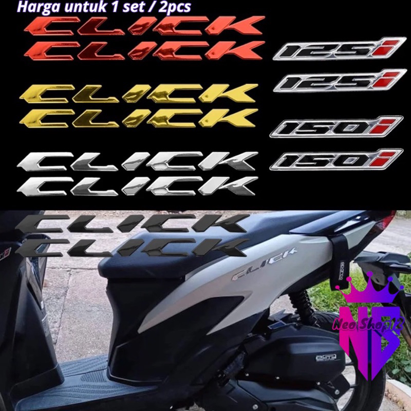 1 Set/Sepasang Emblem CLICK Vario 125 150 160 Timbul Bahan Tebal Kaku