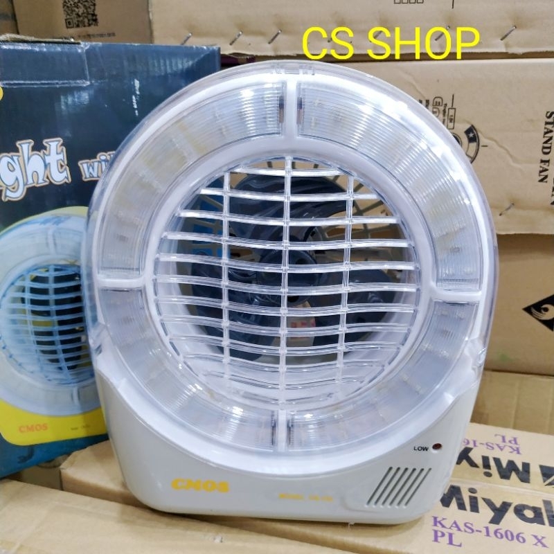 lampu emergency kipas merek CMOS baterai aki kering 6V