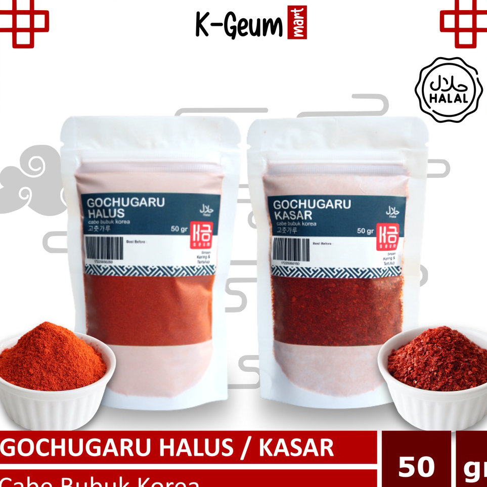 

➢☋★✭ Gochugaru Kasar / Gochugaru Halus Cabe Bubuk Korea Halal 50 Gr