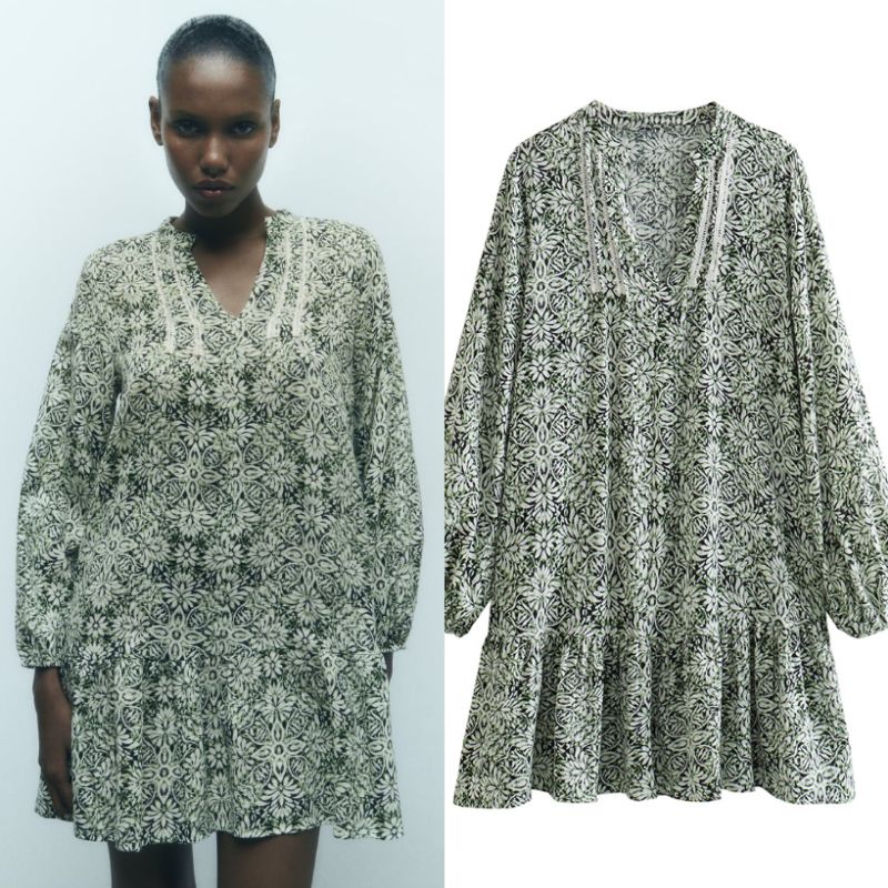 Green Retro Pattern Dress  72760 (SALE)