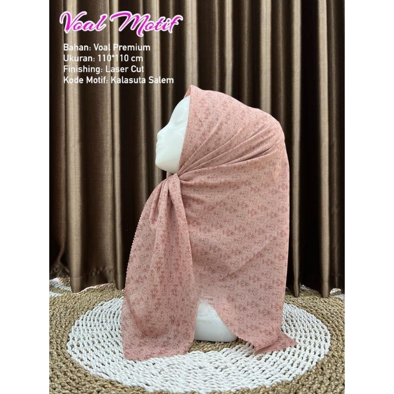 Hijab segiempat motif Suta warna salem