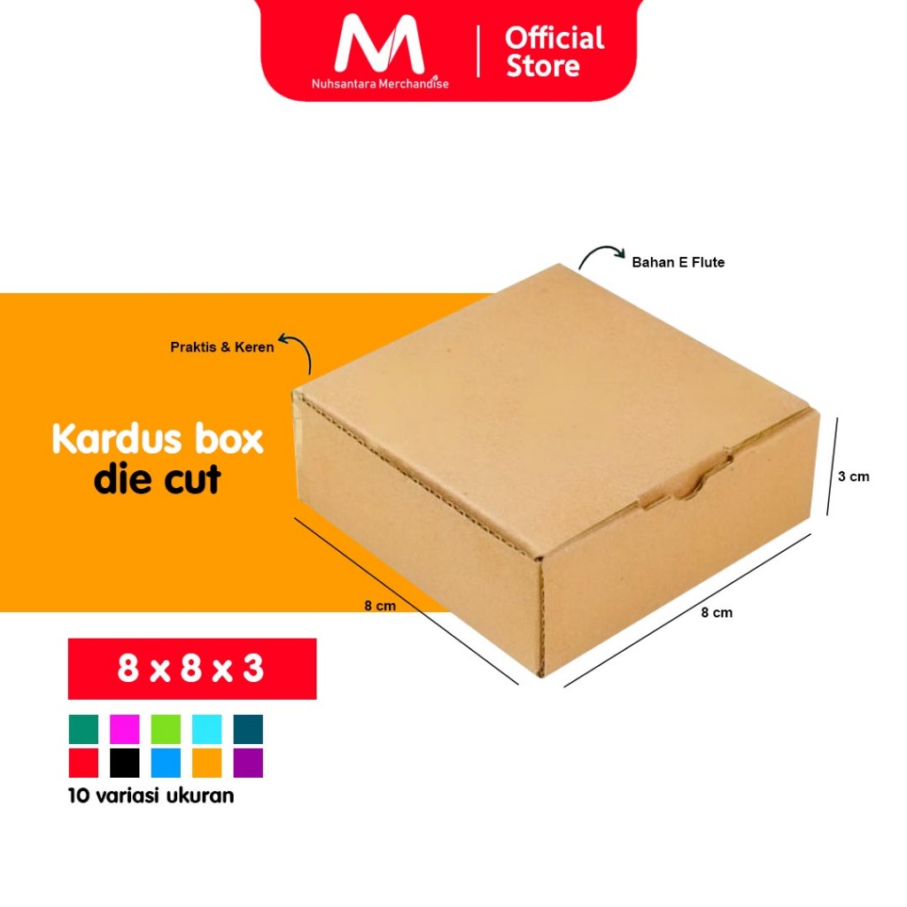 

Karton Box Die Cut 8x8x3 | Kardus Corrugated | Box Kotak Packing Souvenir | Dus Kotak Kado Hampers Polos | Kardus Coklat