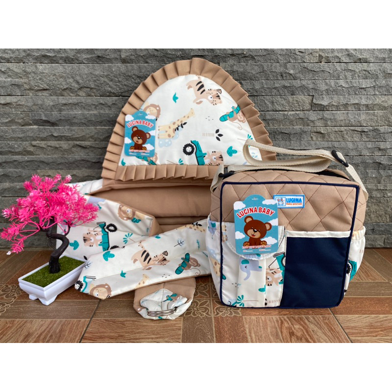 satu set gendongan samping bayi dan tas kecil JunDW