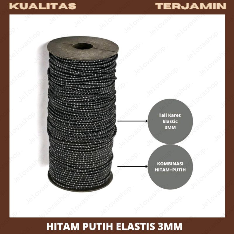 

Tali Karet Elastis 3mm Kombinasi Hitam dan Putih