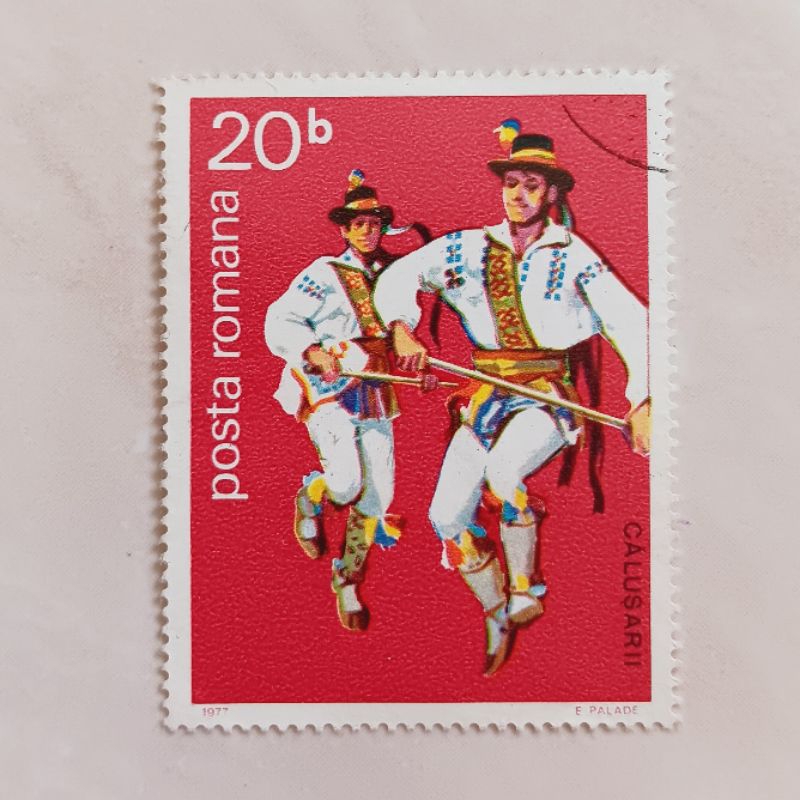 

(AA) Perangko Romania 1977 Călușari Folk Dancers 20b Used