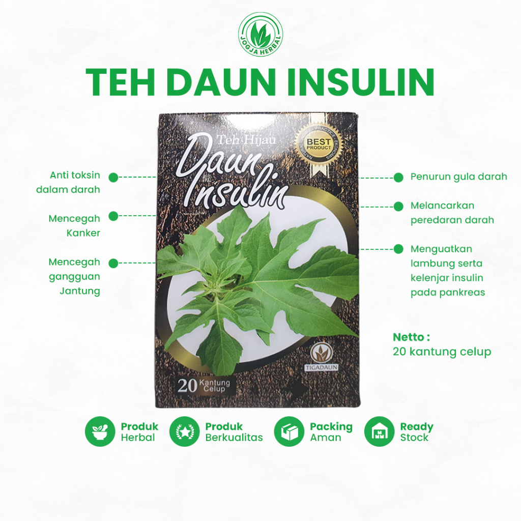 

Minuman Herbal Teh Celup Daun Insulin Kesehatan Diabetes Penurun Gula Darah Melancarkan Peredaran Darah Mencegah Kanker Ampuh BPOM
