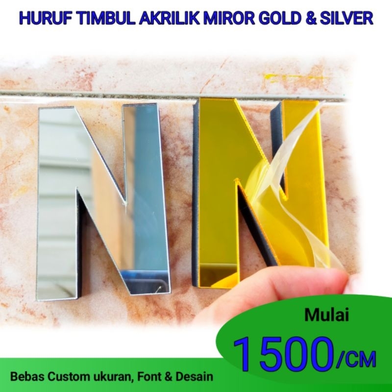 huruf timbul akrilik miror gold miror silver
