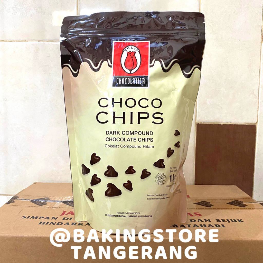 

Choco chip Dark Chocolate tulip 1Kg | Chocochip dark coklat