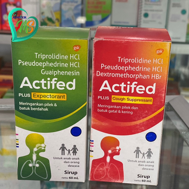 Actifed Sirup Plus Expectorant & Actifed Plus Cough Suppressant | Meringankan Pilek dan Batuk | 60 M