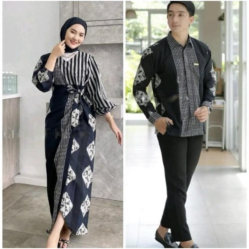 COUPLE TENUN BAJU KONDANGAN MUSLIM DRESS BATIK TENUN ETNIK TERBARU