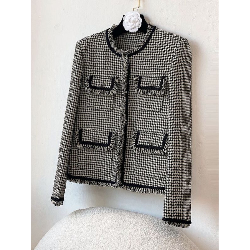 houndstooth tweed blazer tag
