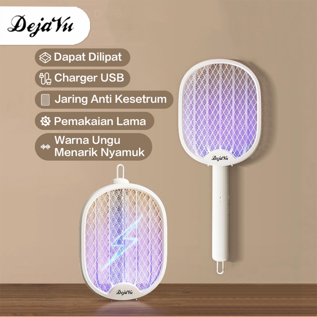 Dejavu Raket Nyamuk Listrik 2in1 Multifungsi Pembunuh Nyamuk Elektrik Mosquito Killer Bisa Digantung