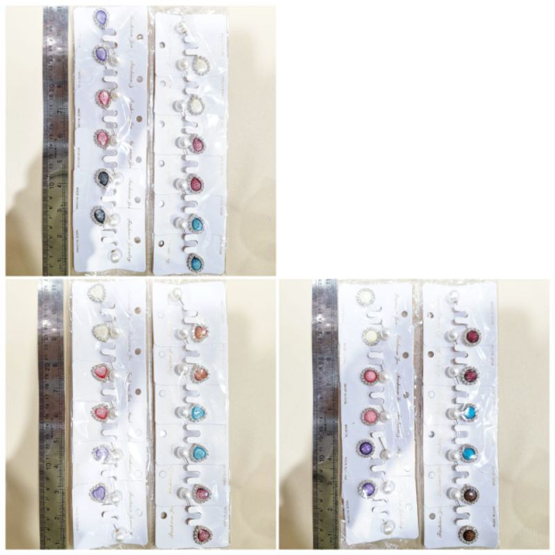 Bros Tuspin Mutiara Batu Warna Besar 12buah Kulakan Mld Grosir