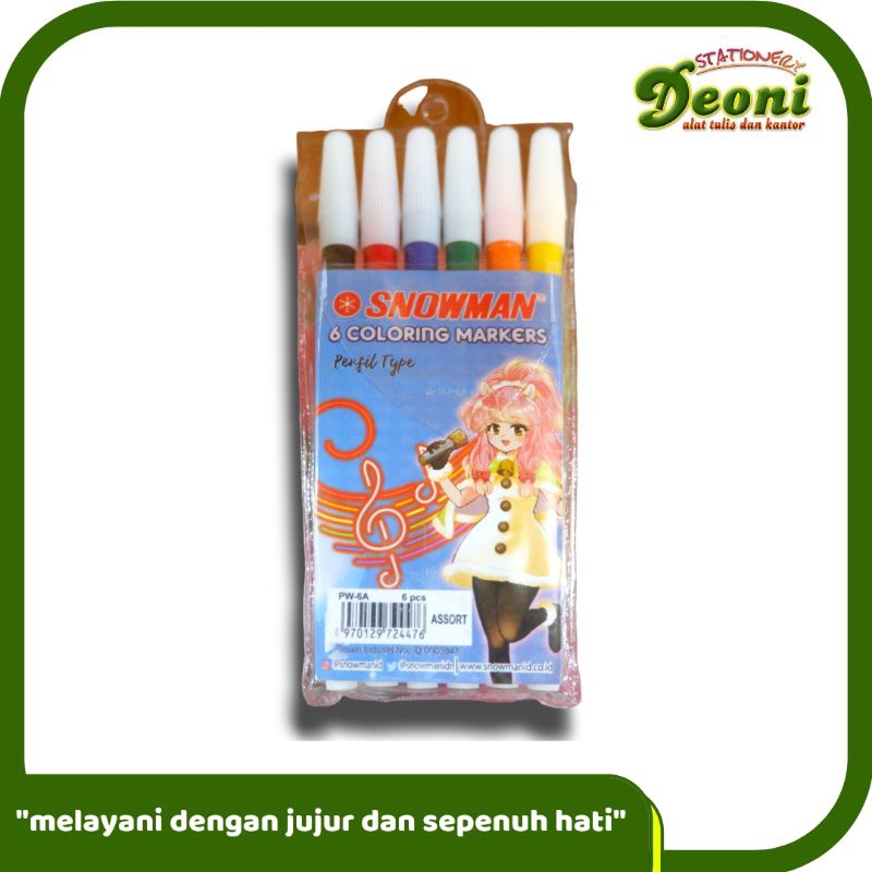 SNOWMAN Marker Spidol Kecil isi 6 Pcs Warna