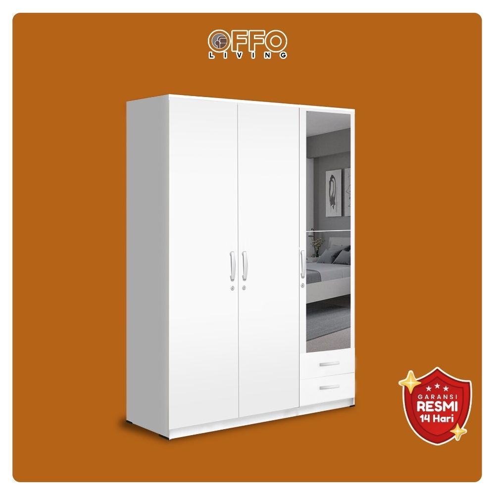Offo Living  -  Lemari Pakaian Lemari Baju Putih dan sonoma - NAOMI AKEMI