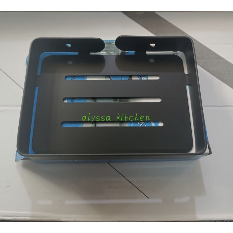 Rak sabun kotak hitam/ Tempat sabun batangan hitam stainless