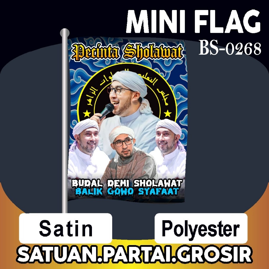 Bendera Majelis Ta'lim Sholawat Az Zahir Kode 268-271 / Mini Flag Az Zahir / Cetak Bendera Sholawat