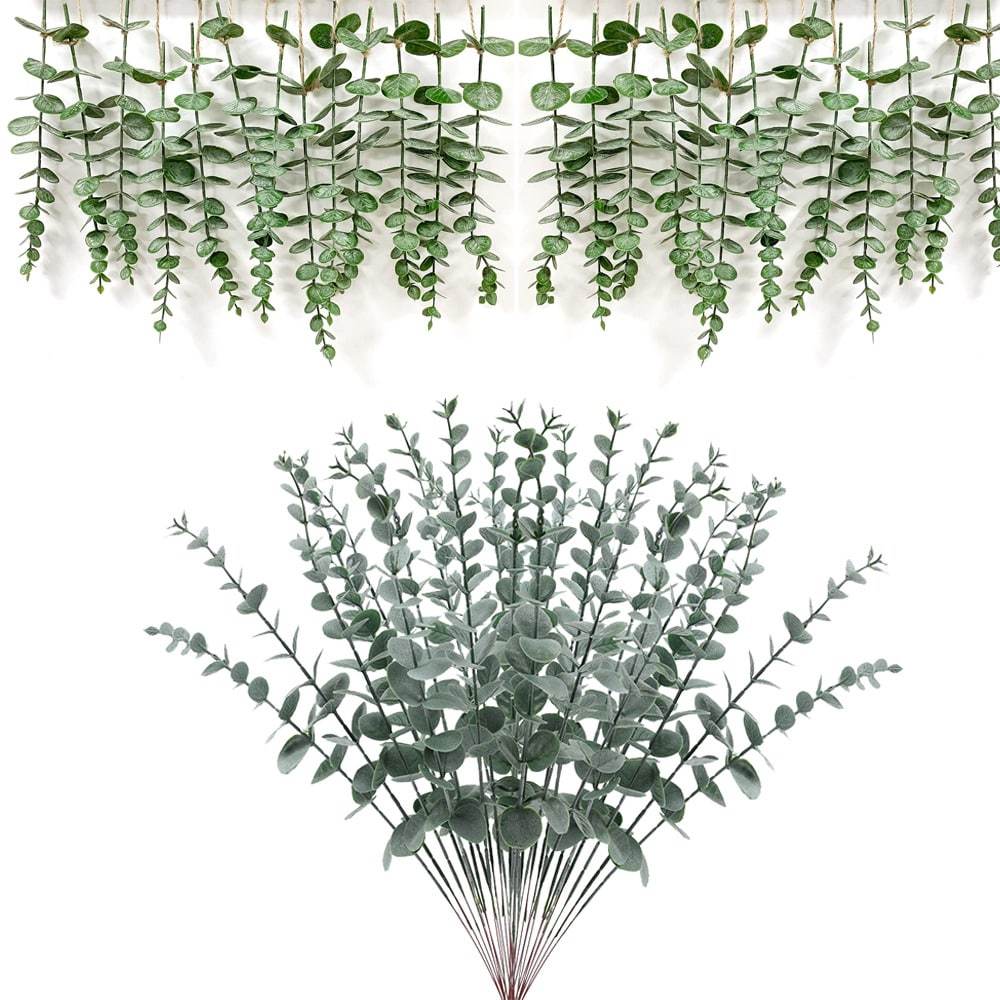 Daun Eucalyptus WARNA - Daun Dolar Plastik - Tanaman Hias Dekorasi Rumah - Daun Artificial - Daun Bu