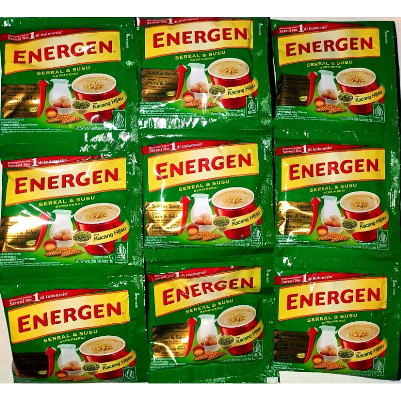 

Energen sereal&susu renteng renceng 30gr coklat kacang hijau vanilla