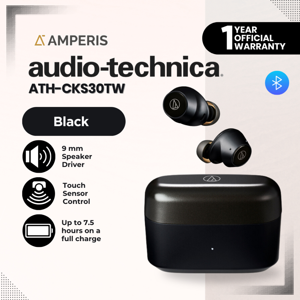 Audio Technica ATH-CKS30TW TWS Earbuds Earphone - Black