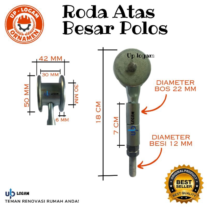 Roda pintu atas Henderson / Roda Atas Pintu Garasi/ Roda gantung henderson single whell Ukuran Besar