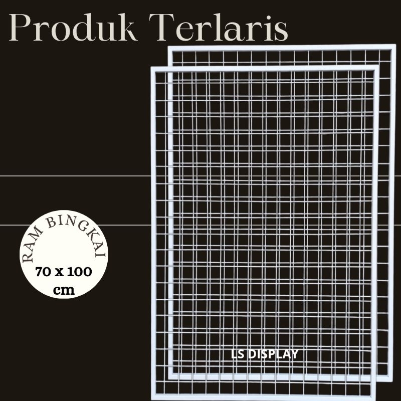 Ram Bingkai Toko 100x70 cm- Gridwall Bingkai Putih Size 70x100cm gantungan aksesoris