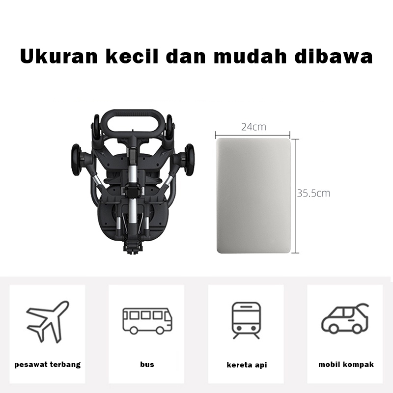 Ready stock✅Stroller Baby lipat 2 Way Travel Lightweight Foldable (Sepeda Motor Dapat Dibawa)