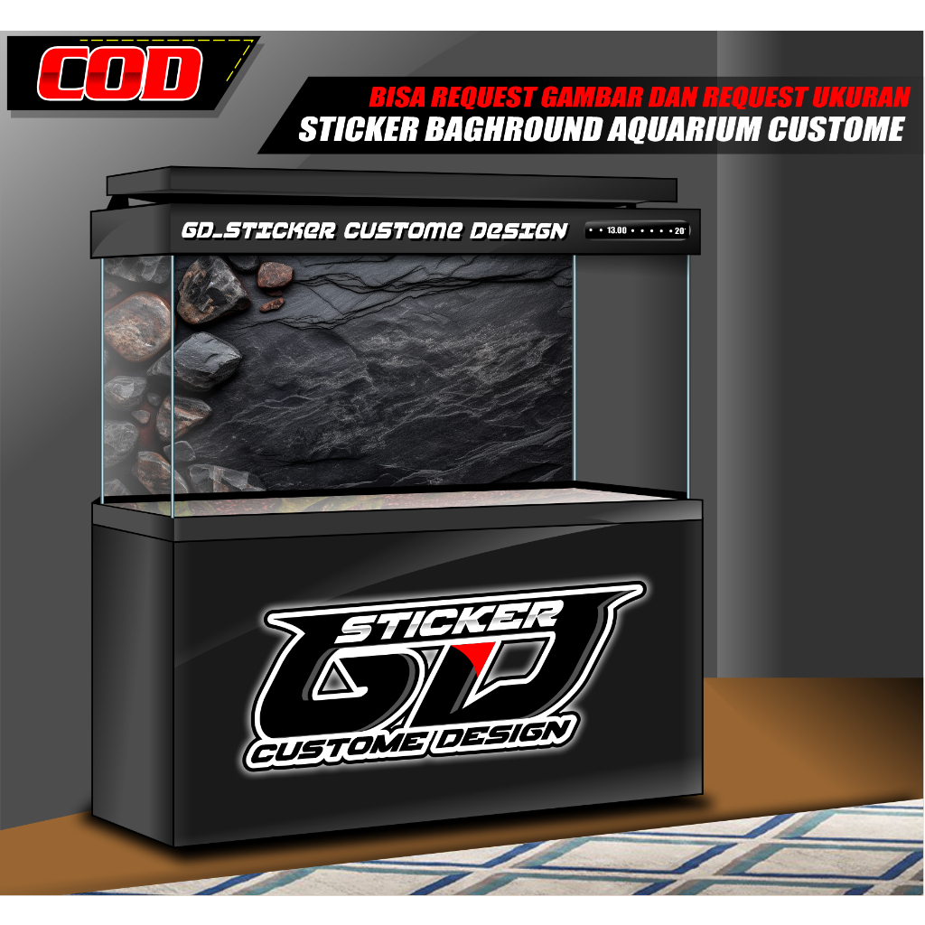 STICKER AQUARIUM / BACKGROUND AQUARIUM / WALLPAPER AQUARIUM ROCK / BATU / BEBATUAN