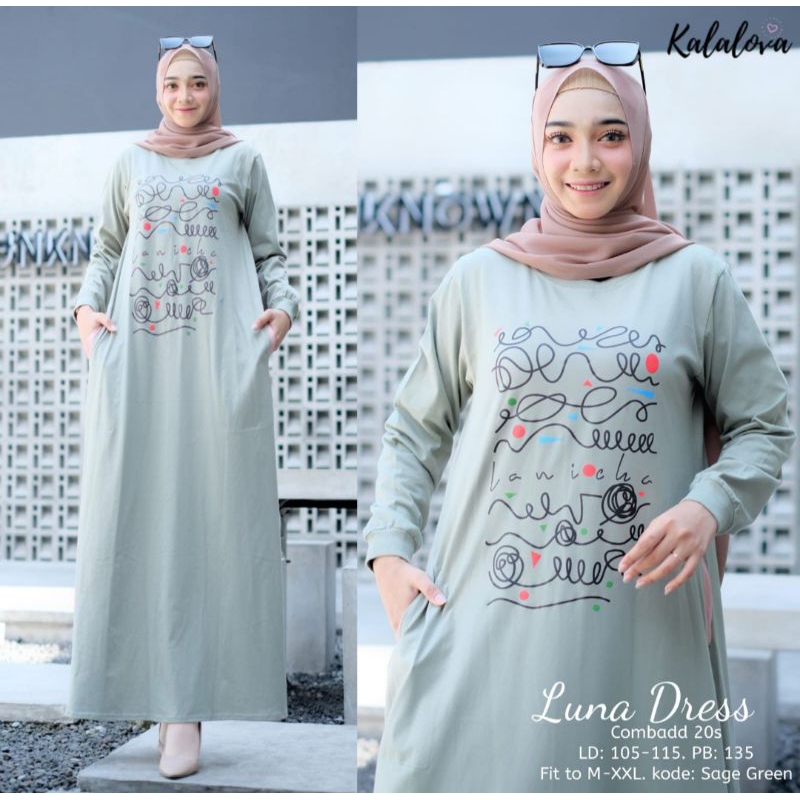 Wafarisa_Jumbo Kaos Dress Sage Green