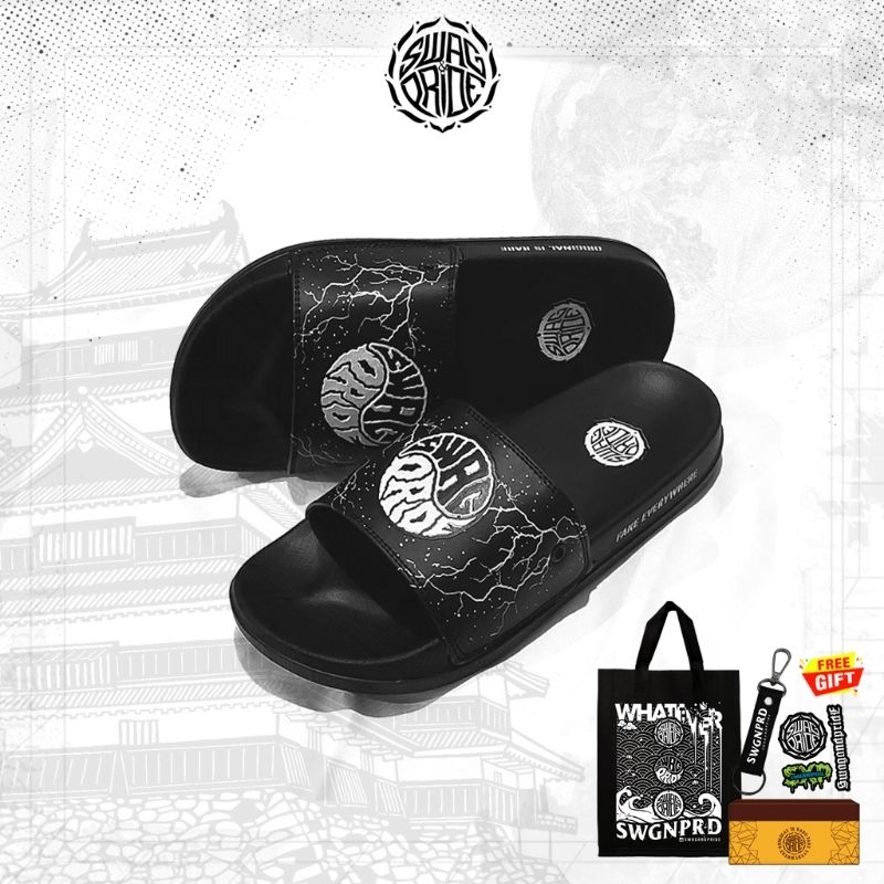 Swag And Pride Footwear | Logo Yin Yang - Sendal Slide - Slipper - Sandal Slip On Pria
