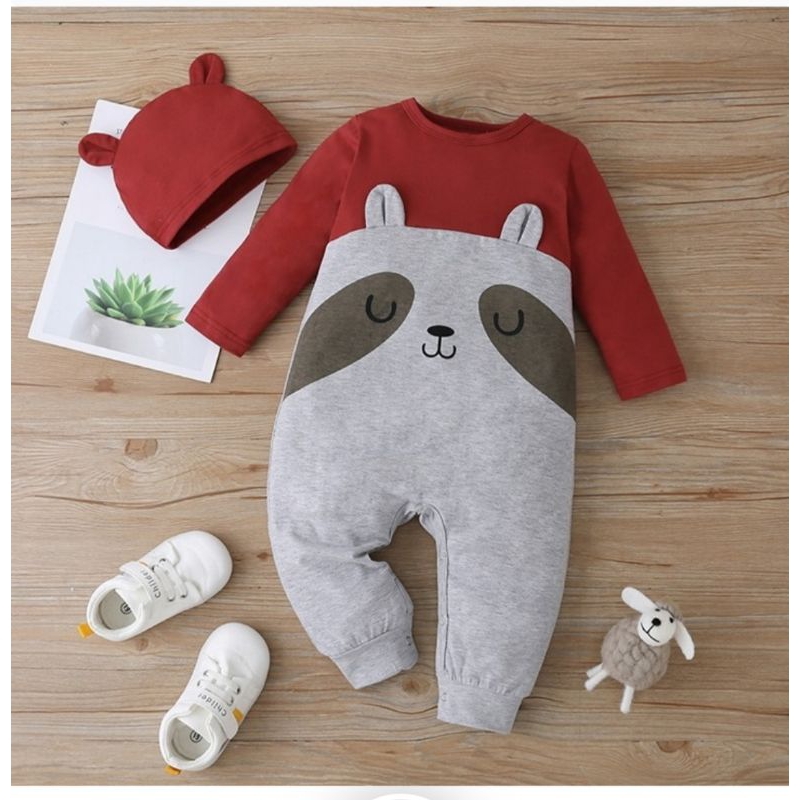 jumper patpat + topi import / sleepsuit / baju bayi / baju newborn 0-18 bulan