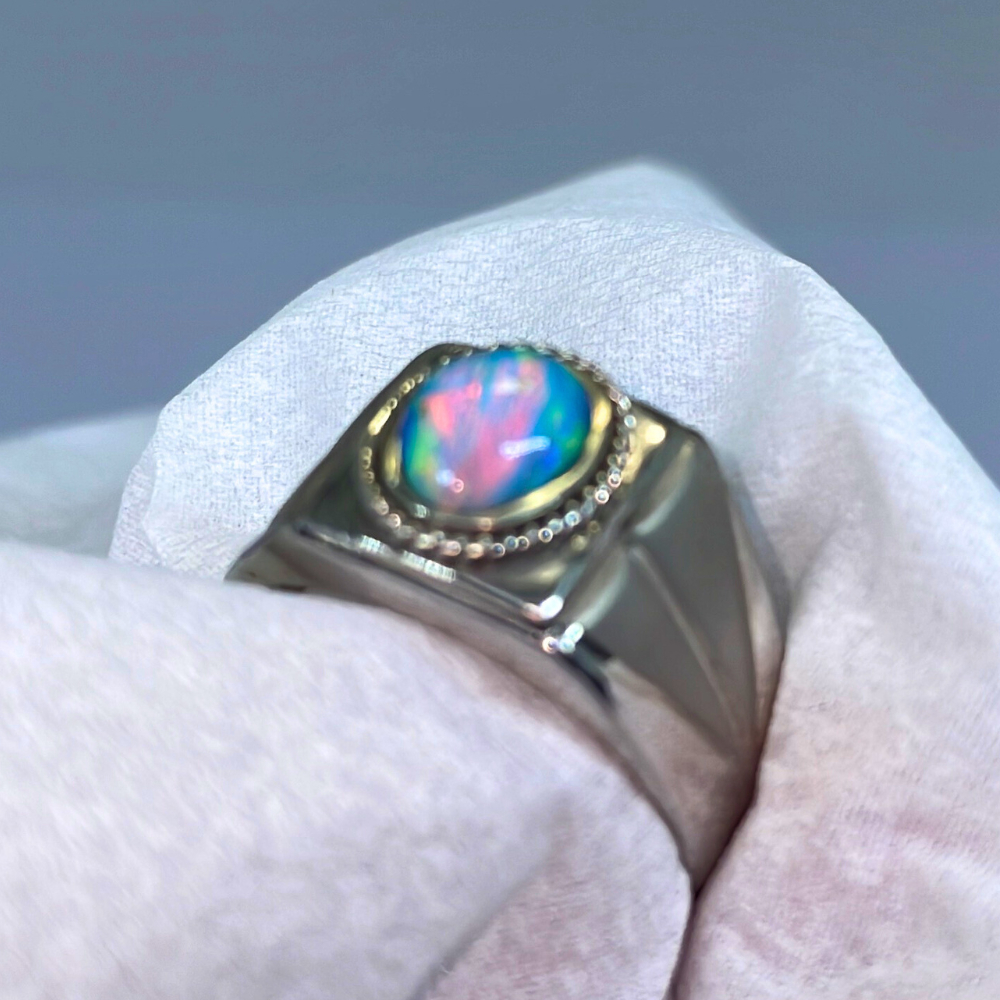 Cincin Batu Kalimaya Banten Milky Perak Size 8