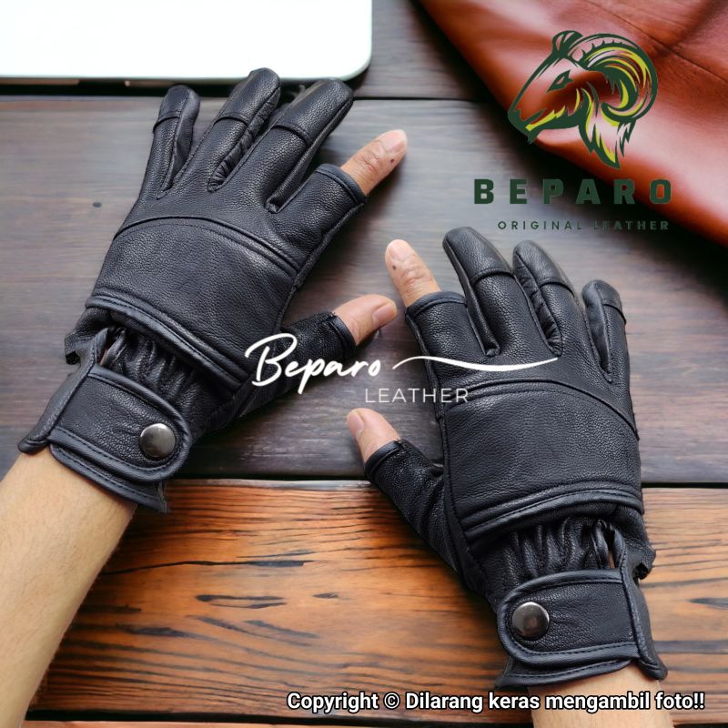 Sarung Tangan Motor KULIT ASLI  Bolong