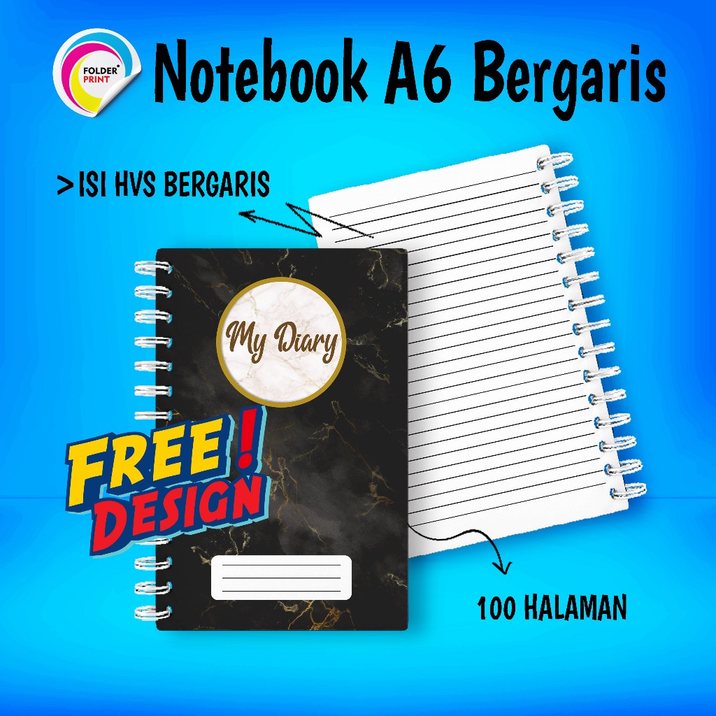 

Notes Custom Bergaris Block Note A6 Spiral 100 Halaman Cover Depan Belakang