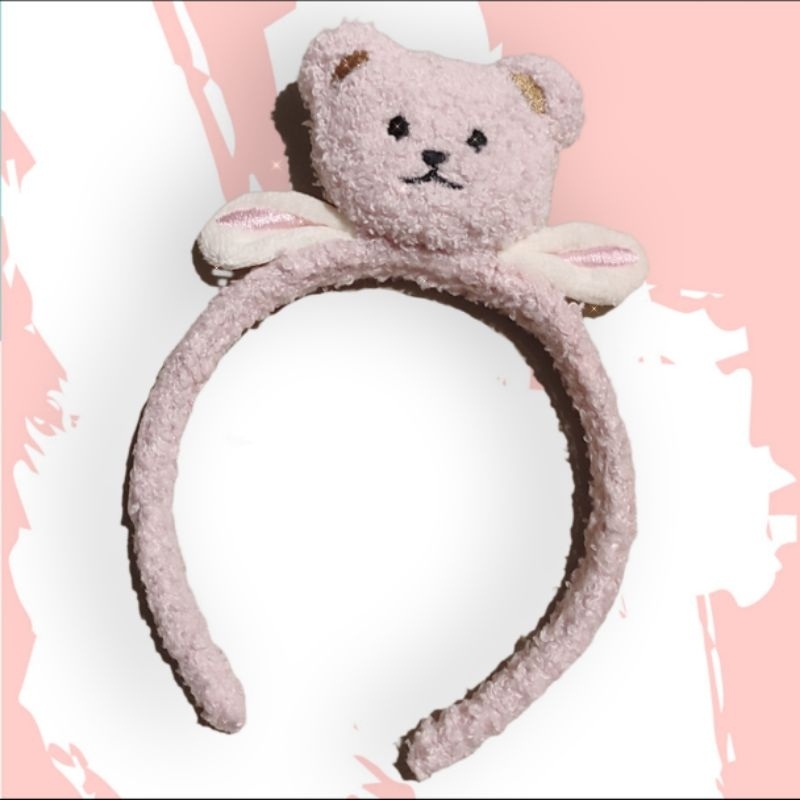 [PRELOVED] Bando Boneka Beruang Aksesoris Rambut warna soft pink / Bando Aesthetic / Bando lucu / Ba