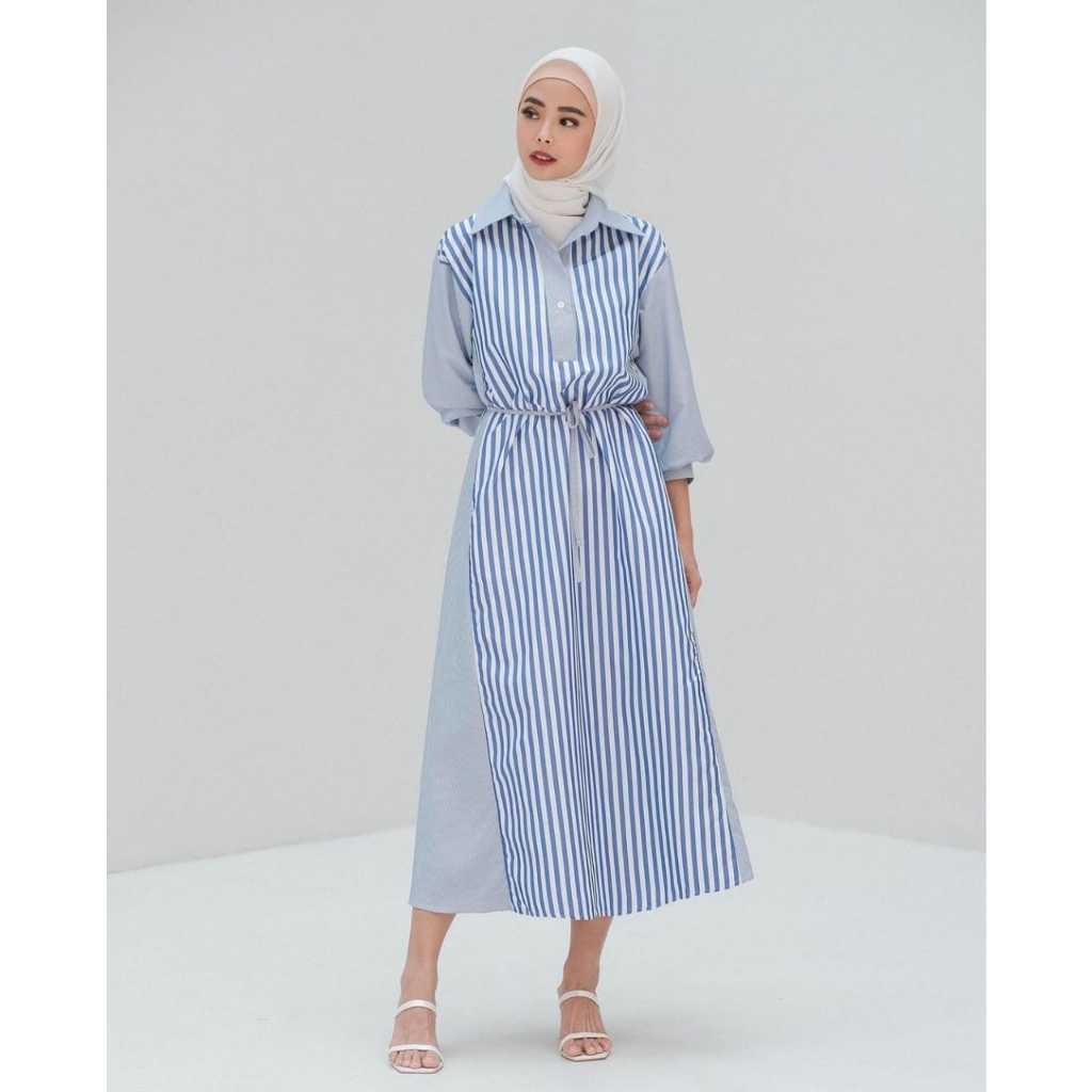 Daily Midi Maxi l Dress Midi Maxy Wanita Remaja Basic OOTD Korean Style Matt Cotton Salur Premium Fashion Terlaris